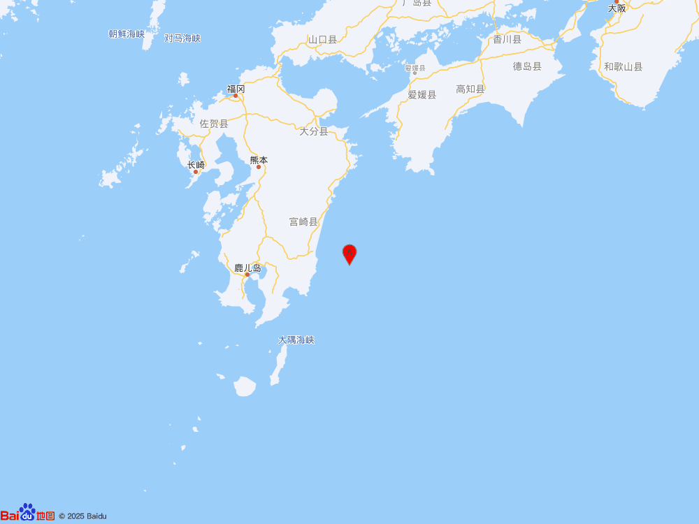 日本九州島（北緯31.75度，東經131.90度）發生5.3級地震